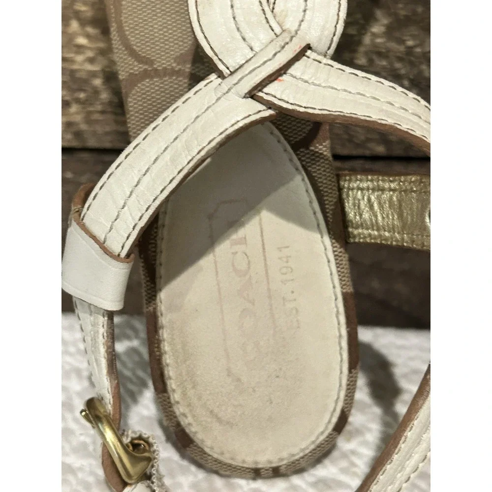 Coach Gold Metallic Braided Thong Sandals Rebecka‎ A8034 Ladies 8.5B